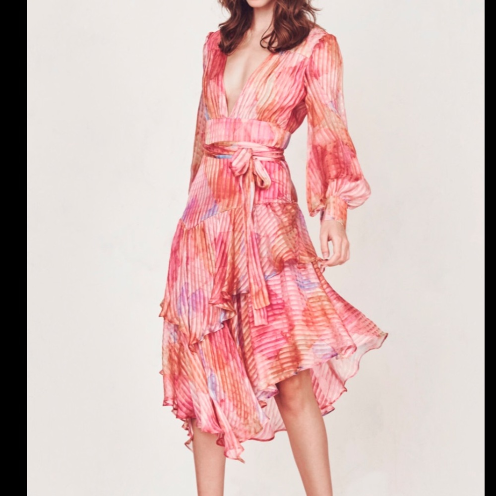 LoveShackFancy Meridian silk chiffon dress NWT 4
